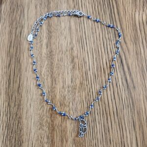 Disney Winnie the Pooh Silver Tone Blue Beaded Necklace